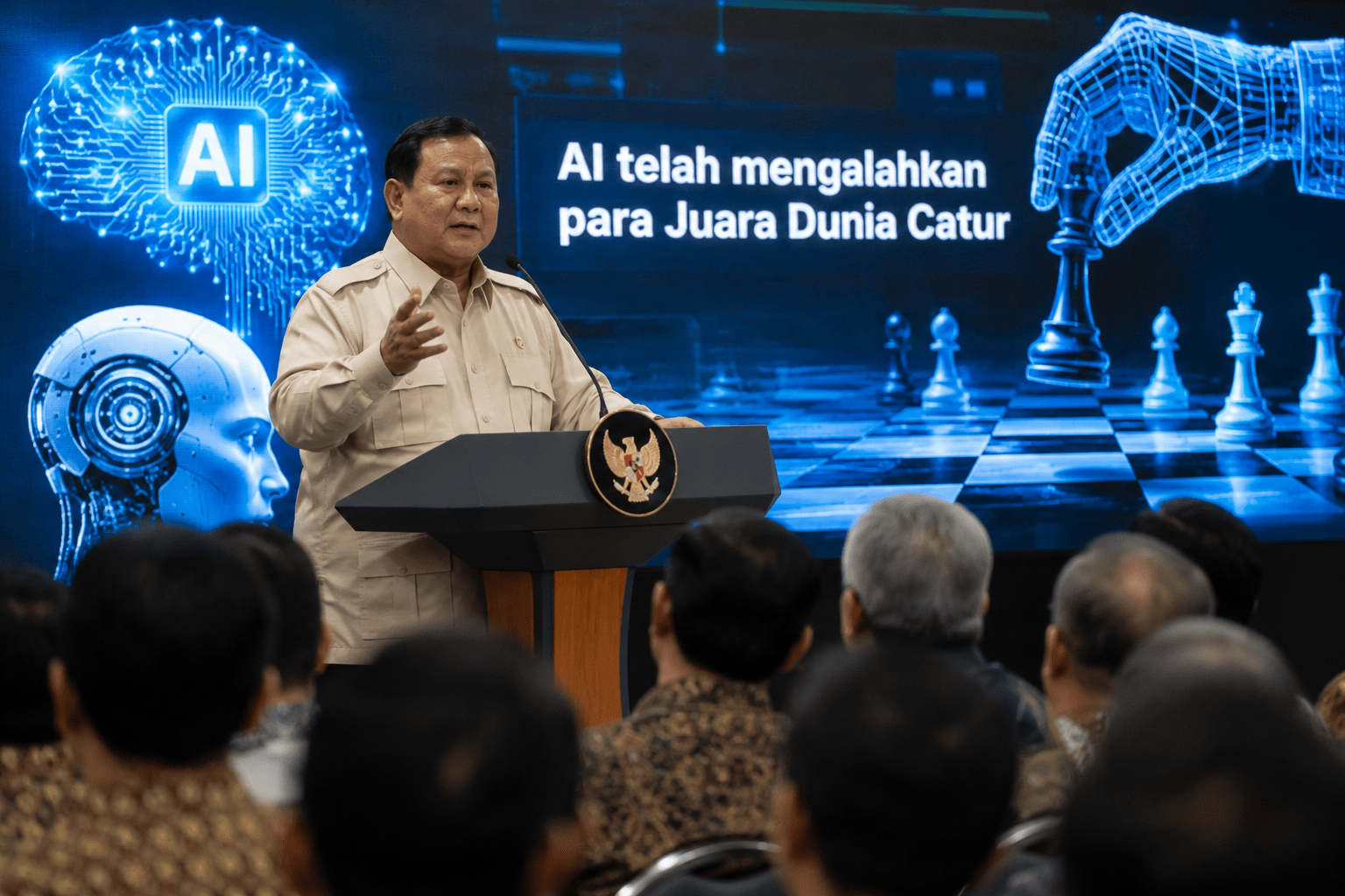 Prabowo Soroti Kemajuan AI, Sebut Juara Catur Kini Bisa Dikalahkan Mesin