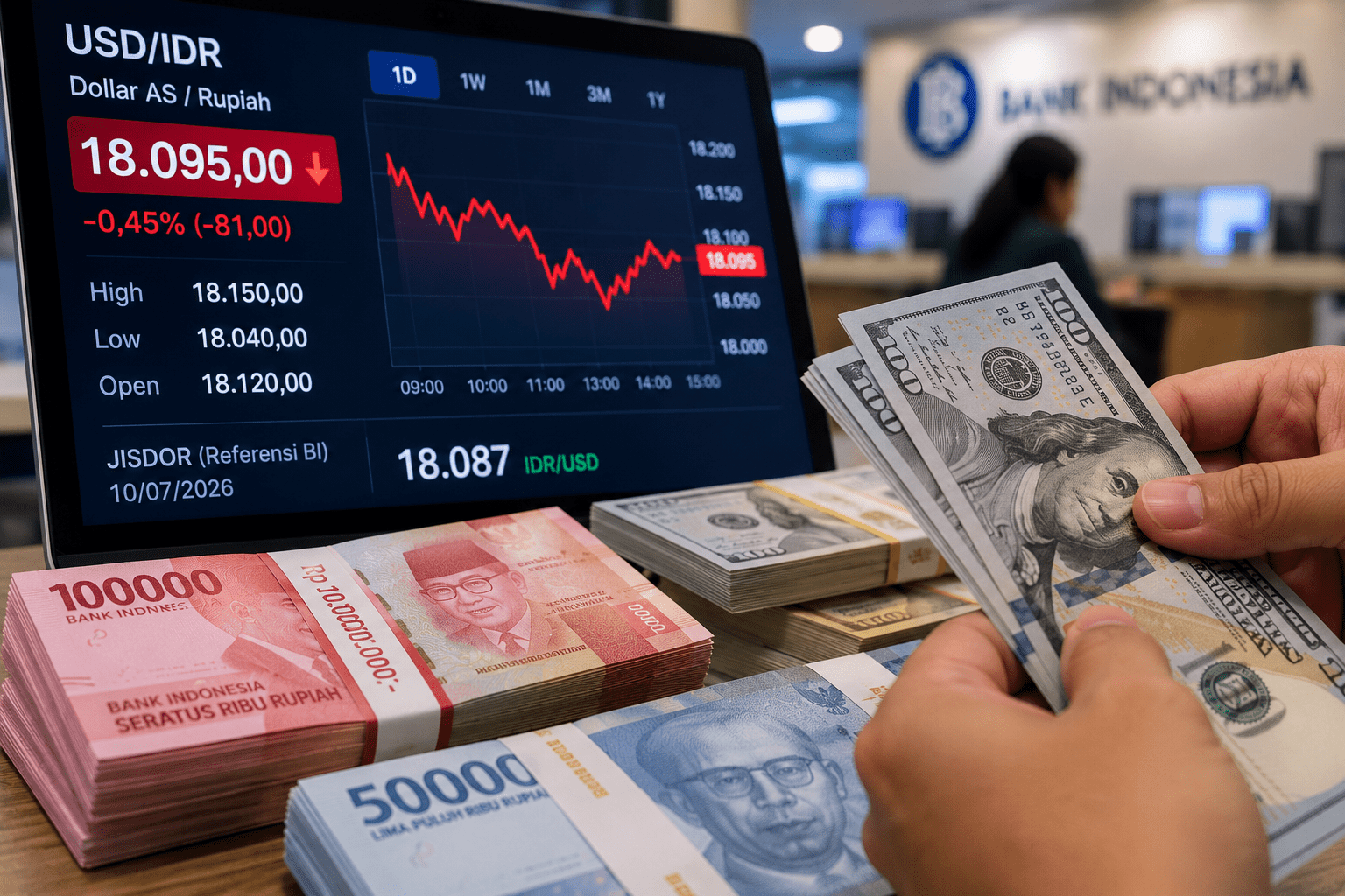 Rupiah Melemah Dekati Rp18.100 per Dolar AS, Tekanan Global Masih Membayangi