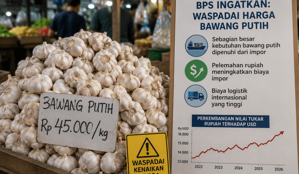 BPS Ingatkan Harga Bawang Putih, Rupiah Lemah dan Biaya Logistik Jadi Pemicu