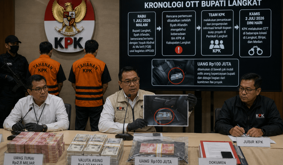 Kronologi OTT Bupati Langkat: Uang Rp100 Juta Ditemukan Tersimpan di Bawah Jok Mobil