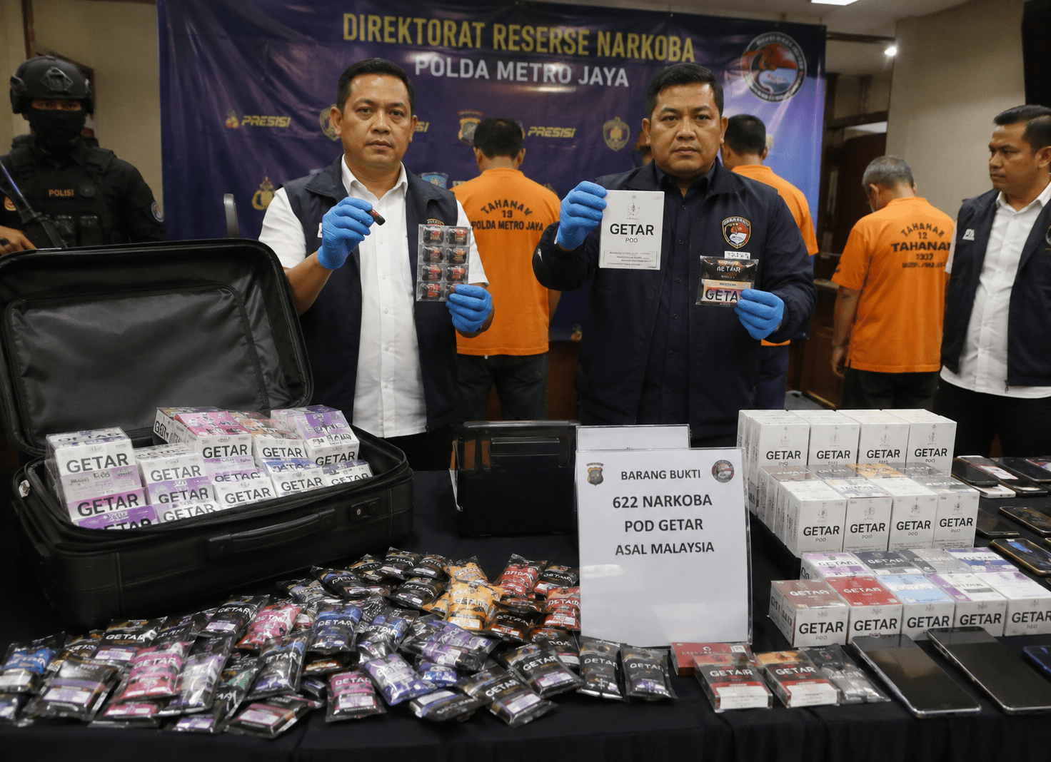Peredaran 622 Narkoba Pod Getar Asal Malaysia Digagalkan